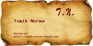 Tomik Norma névjegykártya